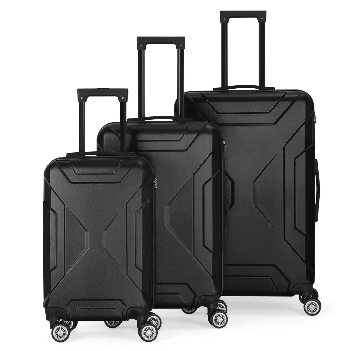 X Stripe Luggage Travel 3-Piece Set Black